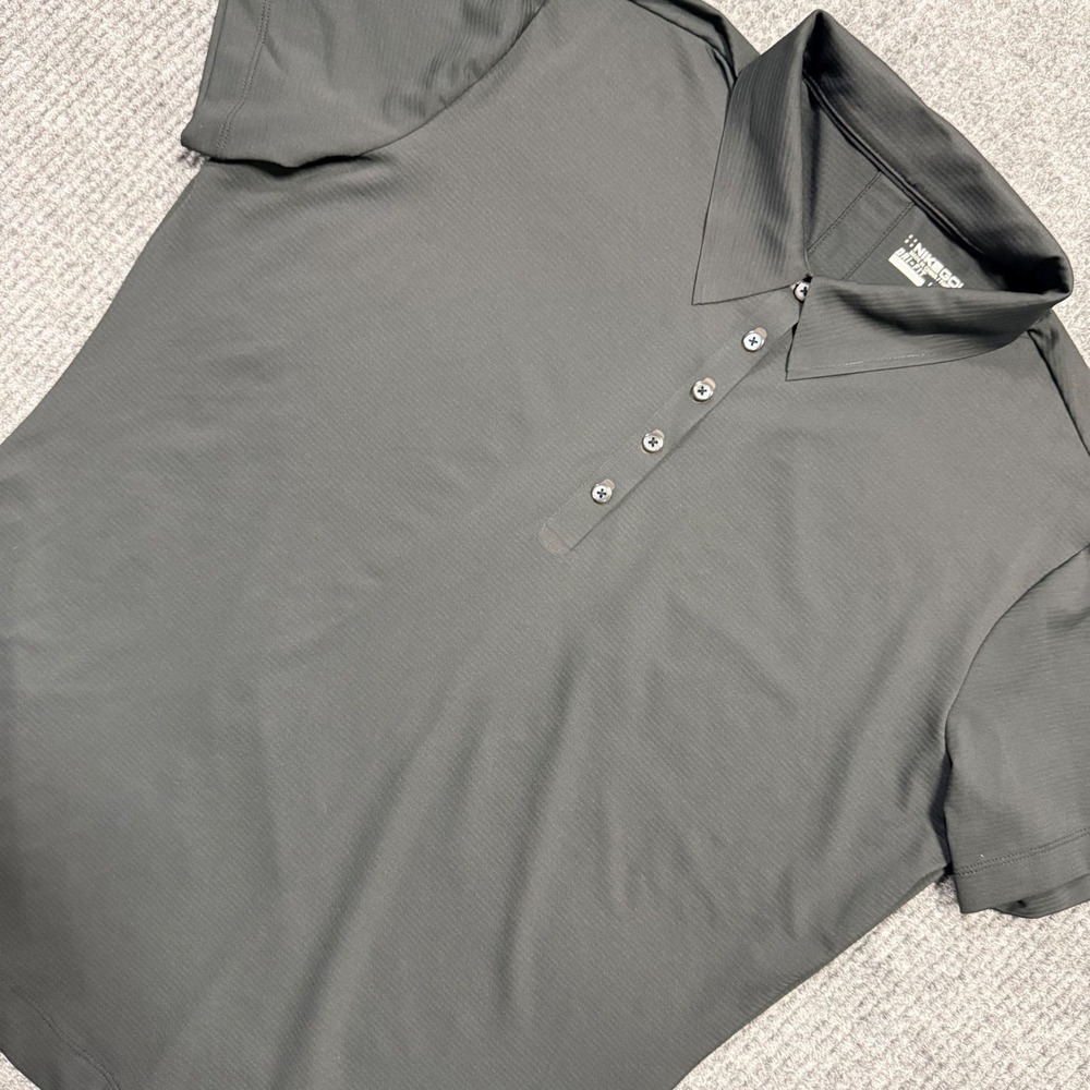 Nike Golf Dri-FIT Black Polo Shirt Womens Large Short Sleeve 5-Button 429461-010